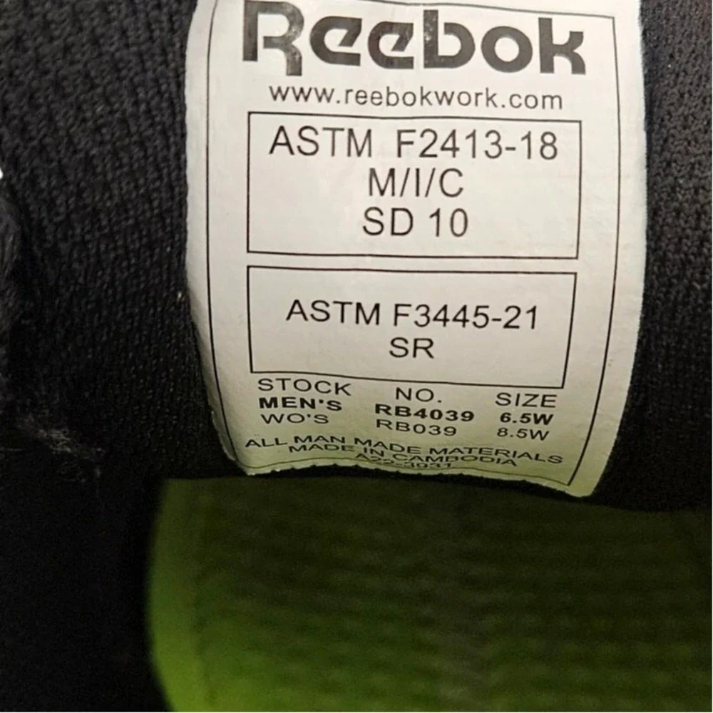 Reebok Sublite Cushion Work Slip Resistant Black Shoes Women's Size 8.5 Wide New
